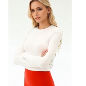 NWT Splits 59 Louise Rib Long Sleeve Crop Shirt White M